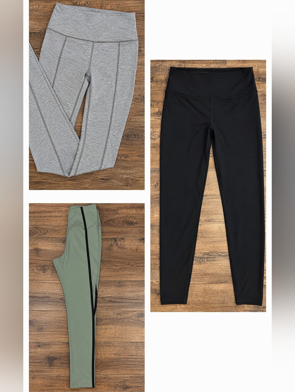 3 Piece Set of Performance Leggings - Black, Heather Gray, Sage